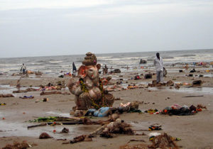 Eco-Ganapati - pollution on beach