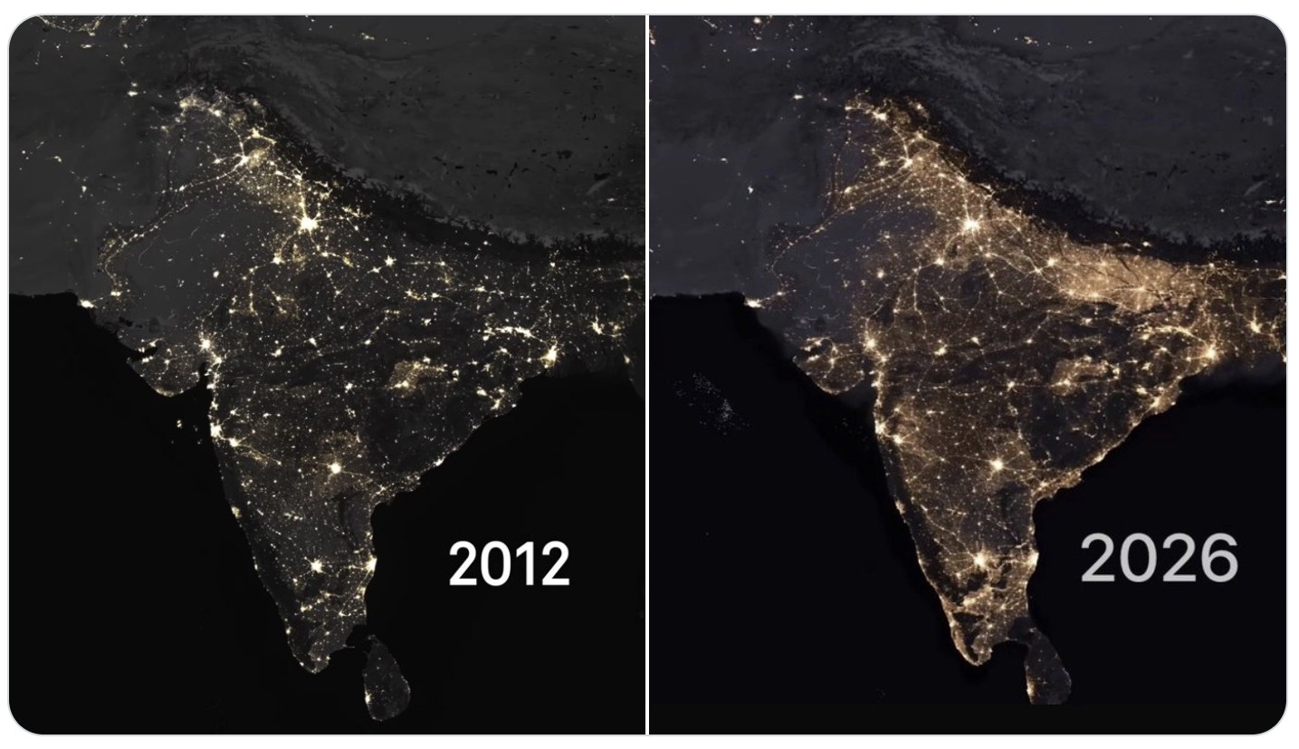 NASA night satellite image of India - the glowing furnace
